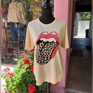 Daydreamer x Free People - Rolling Stones Leopard Tongue Tee 🐆✨